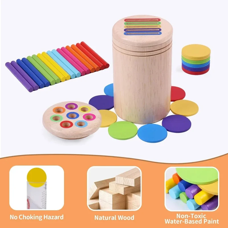 Holz-Matching-Spielzeug Montessori Farbabgleich Sortierstab Balance-Spielzeug Feinmotorik Mathematik Lernen Lernspielzeug Kinder