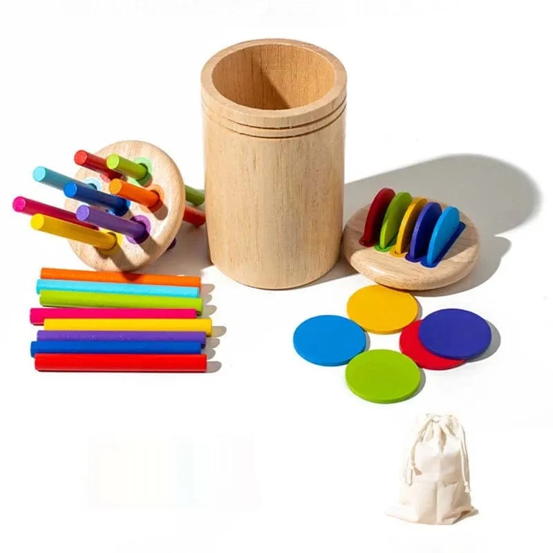Holz-Matching-Spielzeug Montessori Farbabgleich Sortierstab Balance-Spielzeug Feinmotorik Mathematik Lernen Lernspielzeug Kinder
