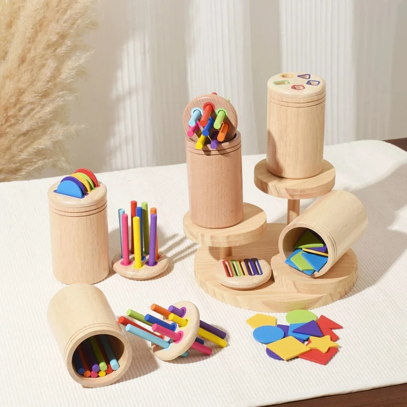 Holz-Matching-Spielzeug Montessori Farbabgleich Sortierstab Balance-Spielzeug Feinmotorik Mathematik Lernen Lernspielzeug Kinder
