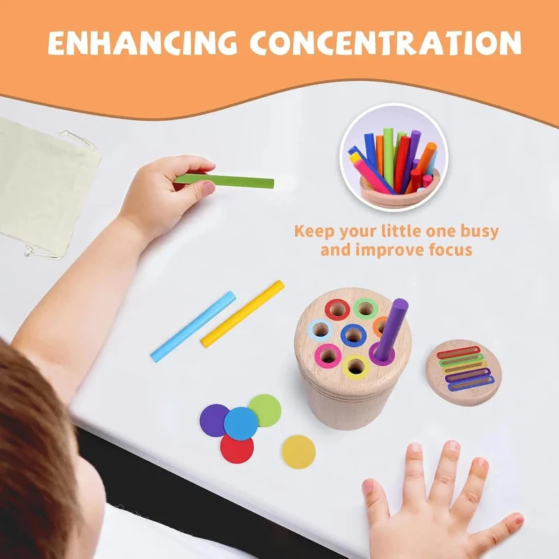 Holz-Matching-Spielzeug Montessori Farbabgleich Sortierstab Balance-Spielzeug Feinmotorik Mathematik Lernen Lernspielzeug Kinder