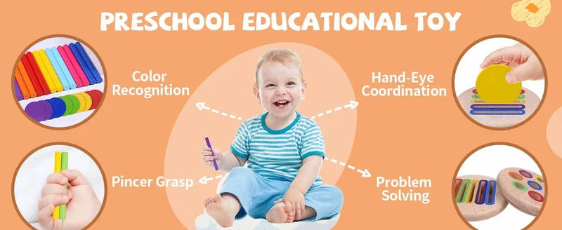 Holz-Matching-Spielzeug Montessori Farbabgleich Sortierstab Balance-Spielzeug Feinmotorik Mathematik Lernen Lernspielzeug Kinder