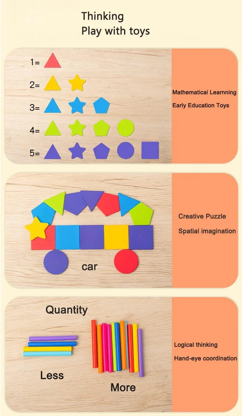 Holz-Matching-Spielzeug Montessori Farbabgleich Sortierstab Balance-Spielzeug Feinmotorik Mathematik Lernen Lernspielzeug Kinder