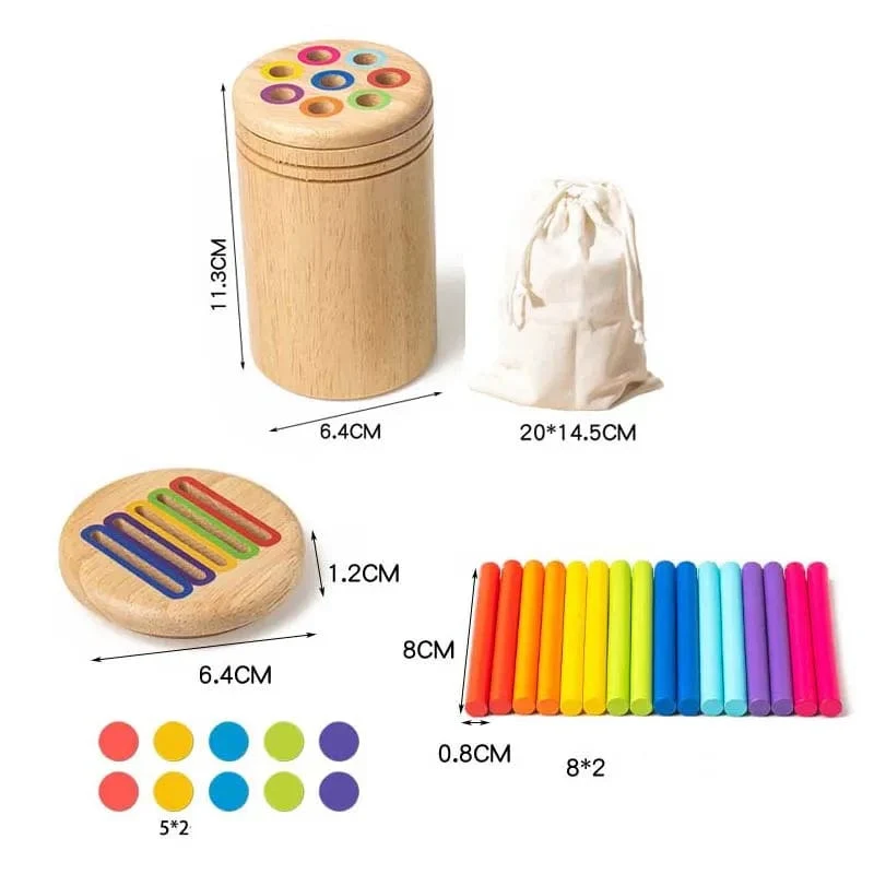 Holz-Matching-Spielzeug Montessori Farbabgleich Sortierstab Balance-Spielzeug Feinmotorik Mathematik Lernen Lernspielzeug Kinder
