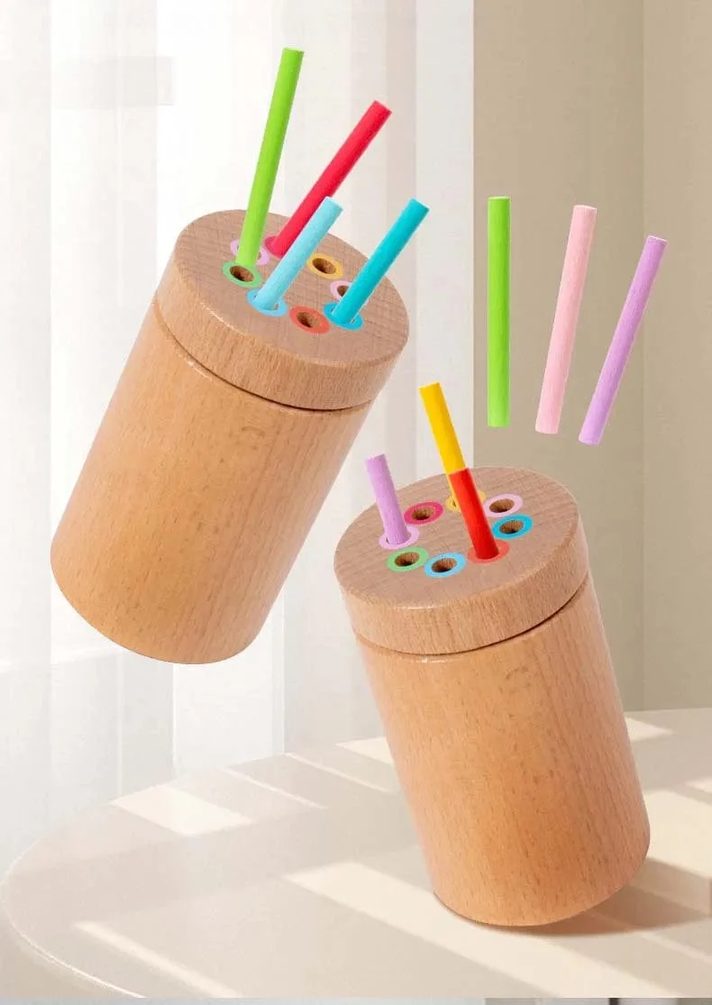 Holz-Matching-Spielzeug Montessori Farbabgleich Sortierstab Balance-Spielzeug Feinmotorik Mathematik Lernen Lernspielzeug Kinder