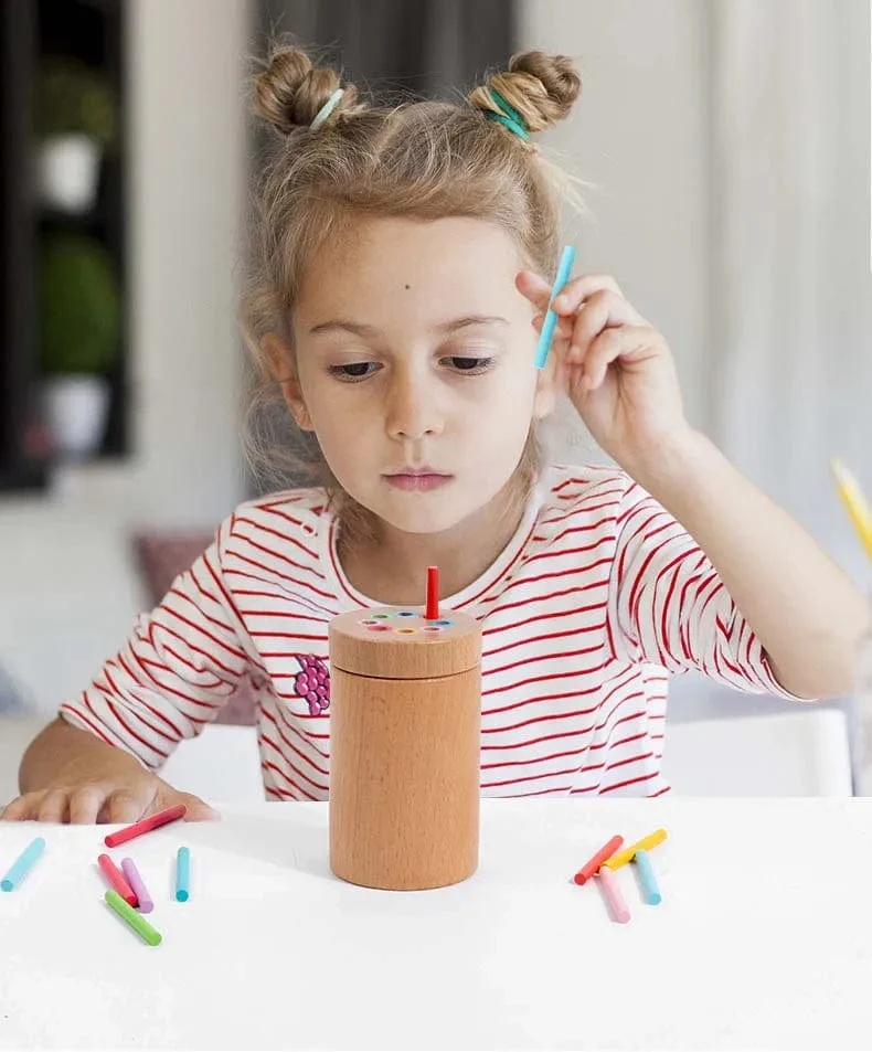 Holz-Matching-Spielzeug Montessori Farbabgleich Sortierstab Balance-Spielzeug Feinmotorik Mathematik Lernen Lernspielzeug Kinder