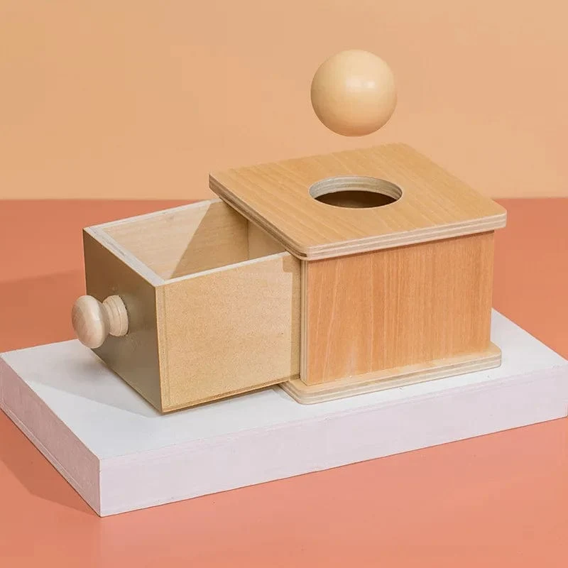 Neue Montessori-Münzbox mit Makronen-Farbspinntrommel und Streichholzschachtel, Dauerbox, runde, rechteckige Box, sensorisches Kinderspielzeug für Babys