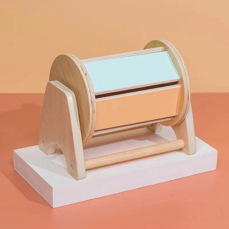 Neue Montessori-Münzbox mit Makronen-Farbspinntrommel und Streichholzschachtel, Dauerbox, runde, rechteckige Box, sensorisches Kinderspielzeug für Babys