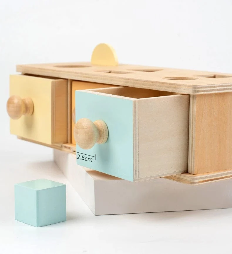 Neue Montessori-Münzbox mit Makronen-Farbspinntrommel und Streichholzschachtel, Dauerbox, runde, rechteckige Box, sensorisches Kinderspielzeug für Babys