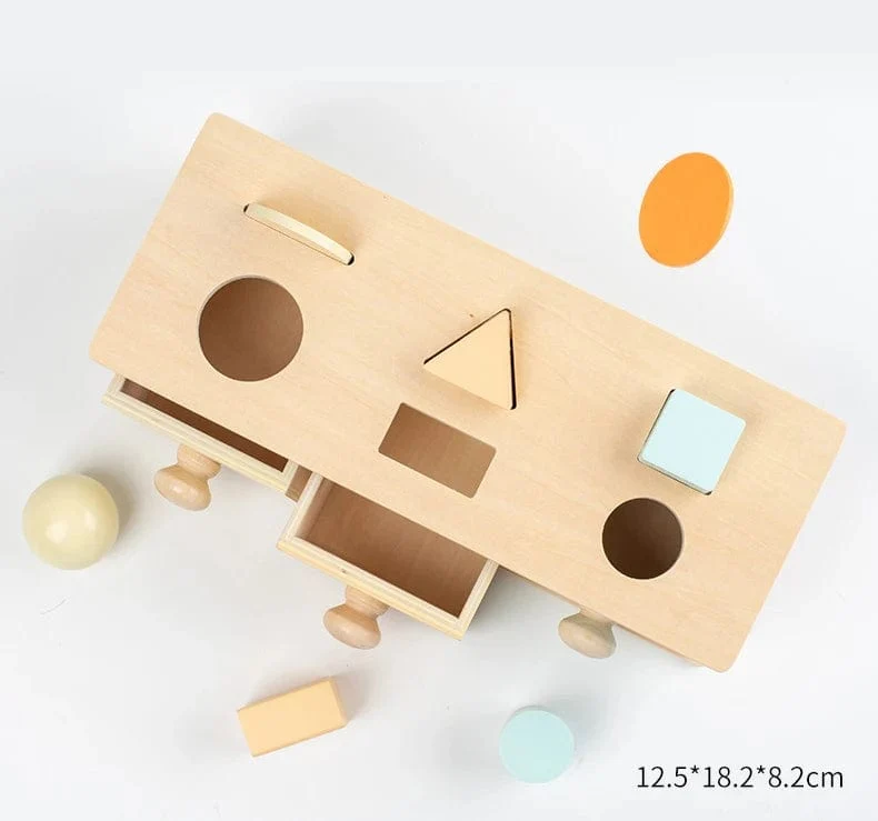 Neue Montessori-Münzbox mit Makronen-Farbspinntrommel und Streichholzschachtel, Dauerbox, runde, rechteckige Box, sensorisches Kinderspielzeug für Babys