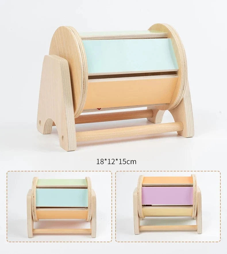 Neue Montessori-Münzbox mit Makronen-Farbspinntrommel und Streichholzschachtel, Dauerbox, runde, rechteckige Box, sensorisches Kinderspielzeug für Babys