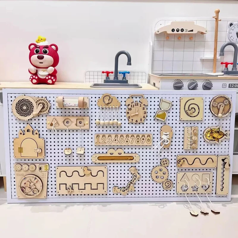 Busy Board DIY Uhr Spielzeug Baby Sensorischen Montessori Sensorischen Spielzeug Busyboard Kognitive Aktivität Bord Zubehör Teil Für Kinder