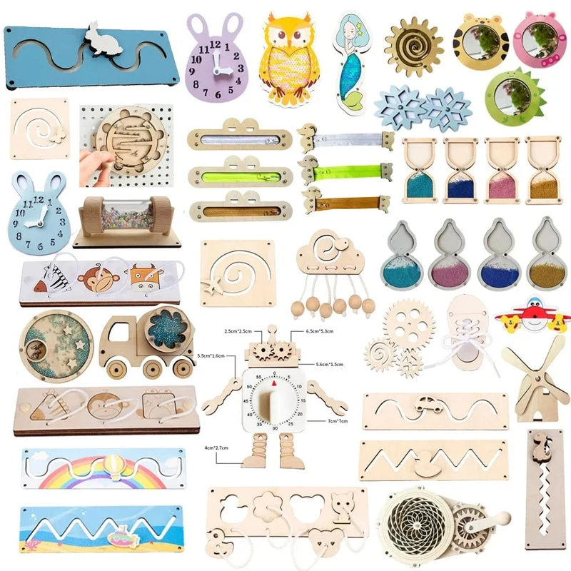 Busy Board DIY Uhr Spielzeug Baby Sensorischen Montessori Sensorischen Spielzeug Busyboard Kognitive Aktivität Bord Zubehör Teil Für Kinder