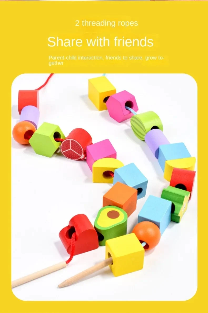Montessori-Holzspielzeug, Stapelblöcke, Puzzlespiel, bunte Perlen, Obst, Farb- und Formabstimmung, frühes Lernspielzeug, Geschenk für Kinder