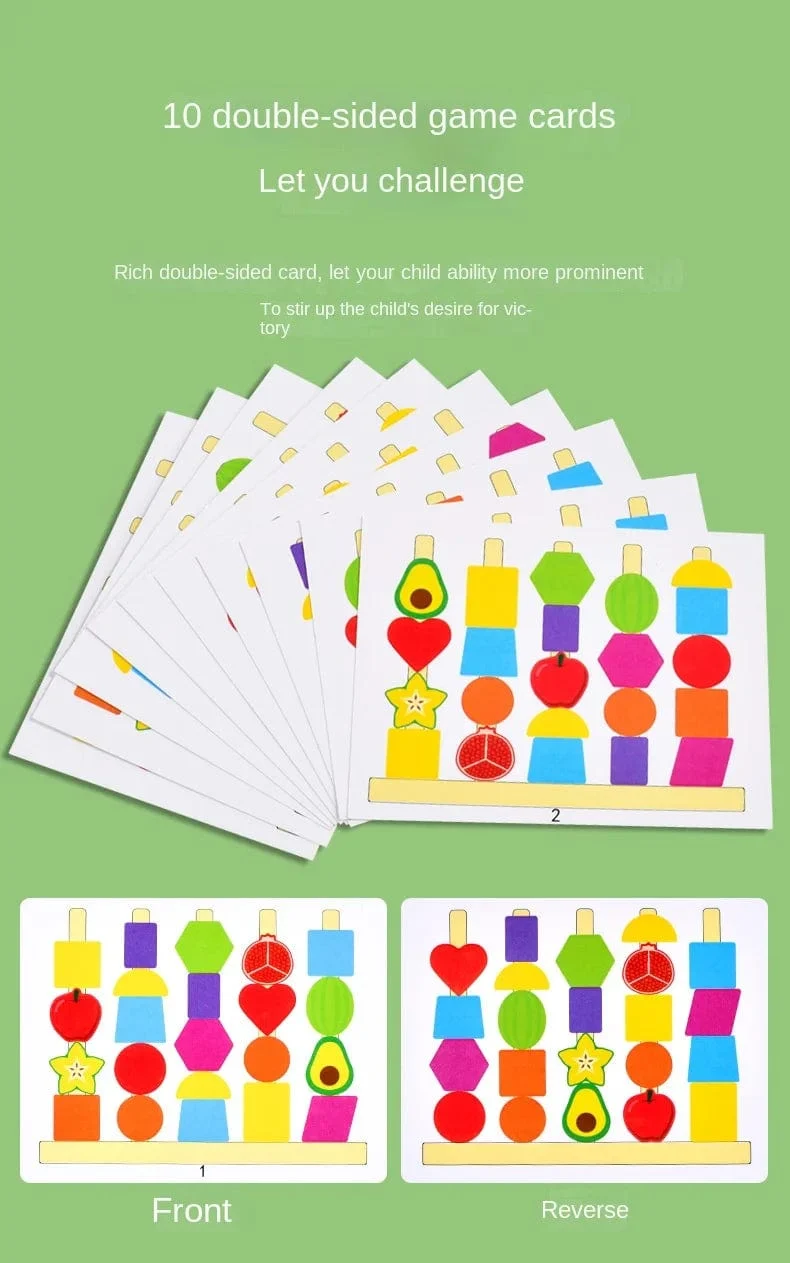 Montessori-Holzspielzeug, Stapelblöcke, Puzzlespiel, bunte Perlen, Obst, Farb- und Formabstimmung, frühes Lernspielzeug, Geschenk für Kinder