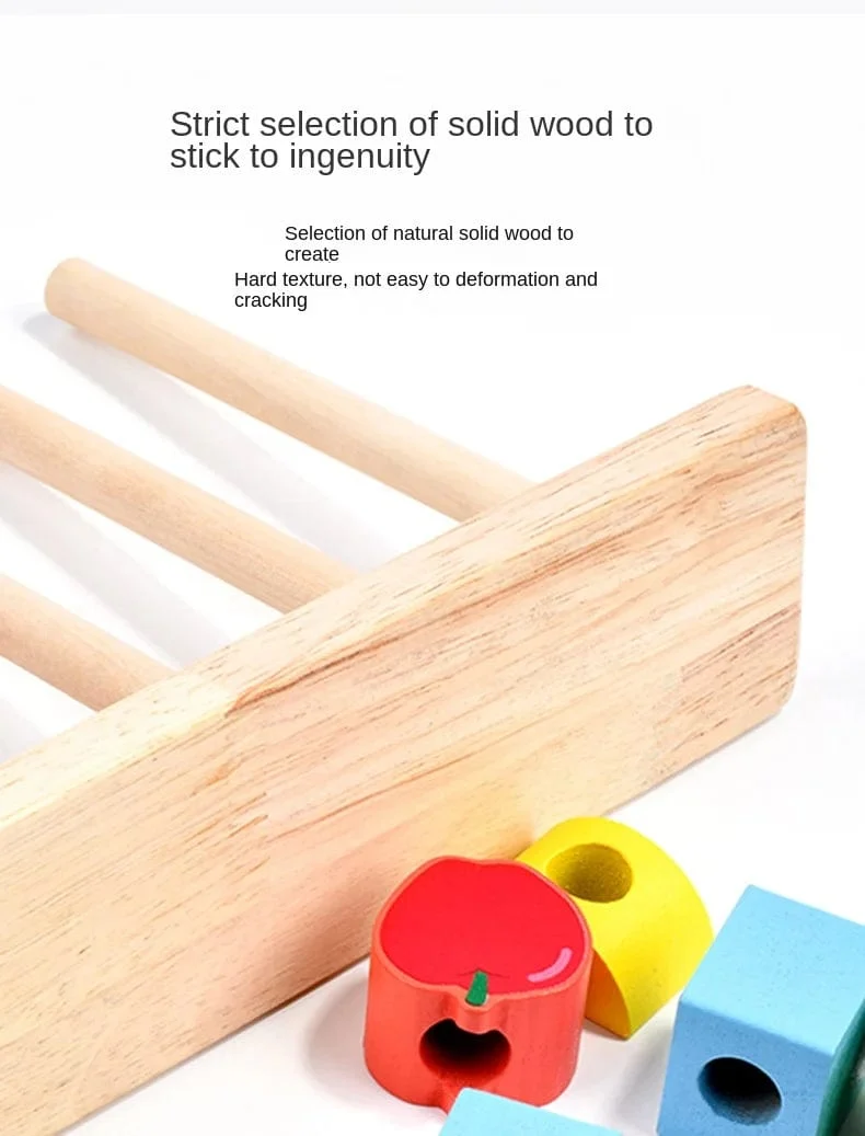 Montessori-Holzspielzeug, Stapelblöcke, Puzzlespiel, bunte Perlen, Obst, Farb- und Formabstimmung, frühes Lernspielzeug, Geschenk für Kinder