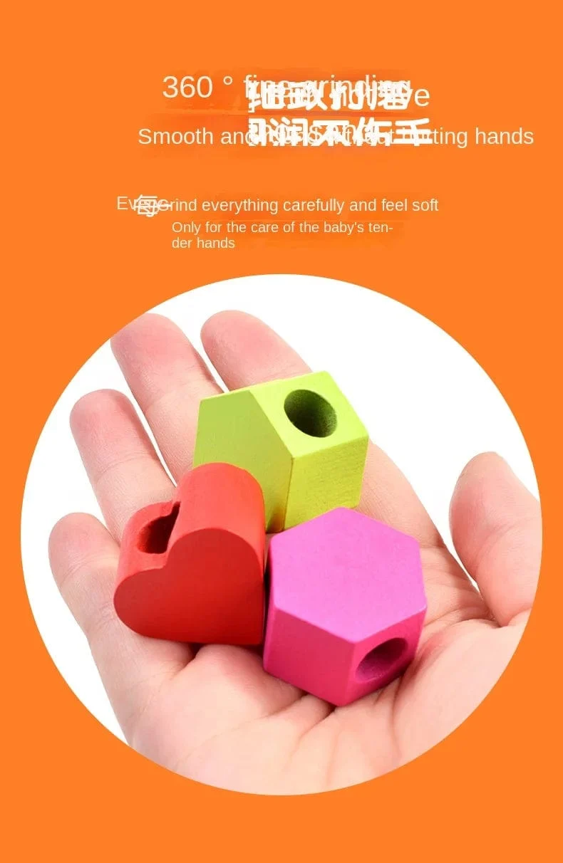 Montessori-Holzspielzeug, Stapelblöcke, Puzzlespiel, bunte Perlen, Obst, Farb- und Formabstimmung, frühes Lernspielzeug, Geschenk für Kinder