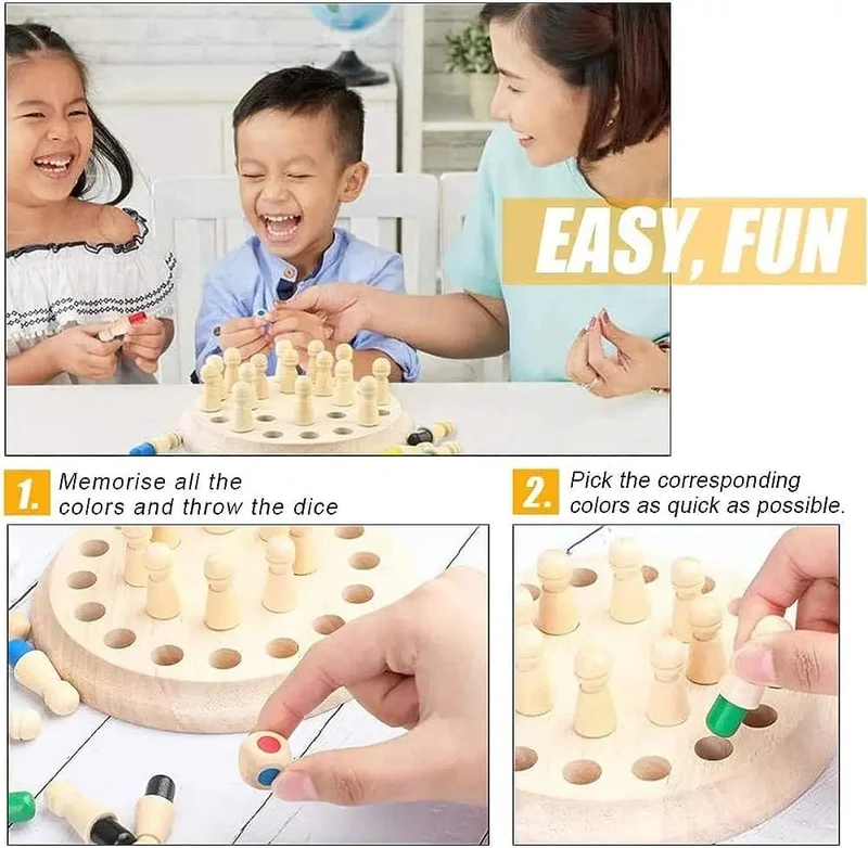 Holz Memory Match Stick Schach Farbe Spielbrett Puzzles Montessori Pädagogisches Spielzeug Kognitive Fähigkeit Lernspielzeug für Kinder