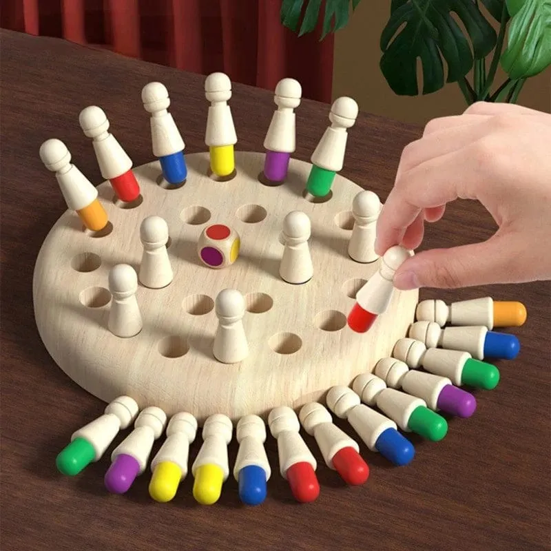 Holz Memory Match Stick Schach Farbe Spielbrett Puzzles Montessori Pädagogisches Spielzeug Kognitive Fähigkeit Lernspielzeug für Kinder