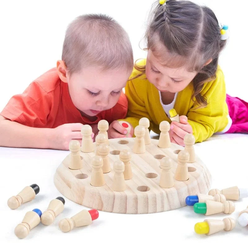 Holz Memory Match Stick Schach Farbe Spielbrett Puzzles Montessori Pädagogisches Spielzeug Kognitive Fähigkeit Lernspielzeug für Kinder