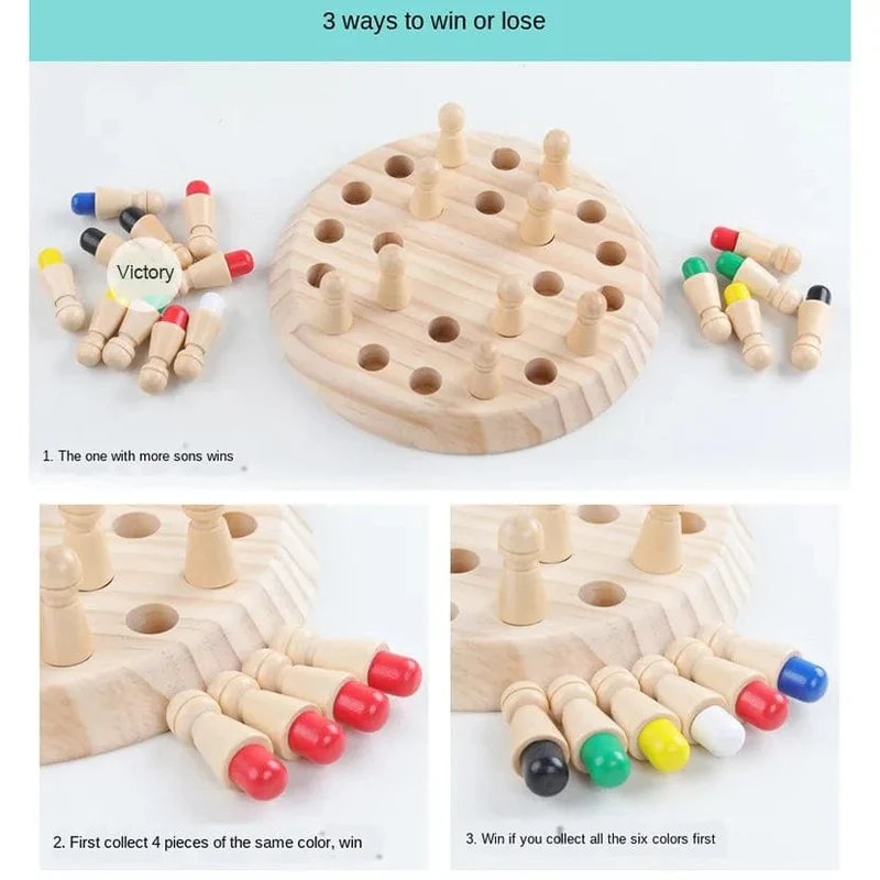 Holz Memory Match Stick Schach Farbe Spielbrett Puzzles Montessori Pädagogisches Spielzeug Kognitive Fähigkeit Lernspielzeug für Kinder