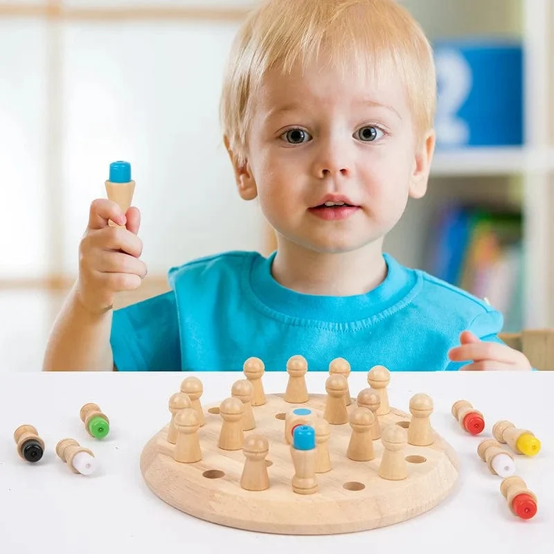 Holz Memory Match Stick Schach Farbe Spielbrett Puzzles Montessori Pädagogisches Spielzeug Kognitive Fähigkeit Lernspielzeug für Kinder