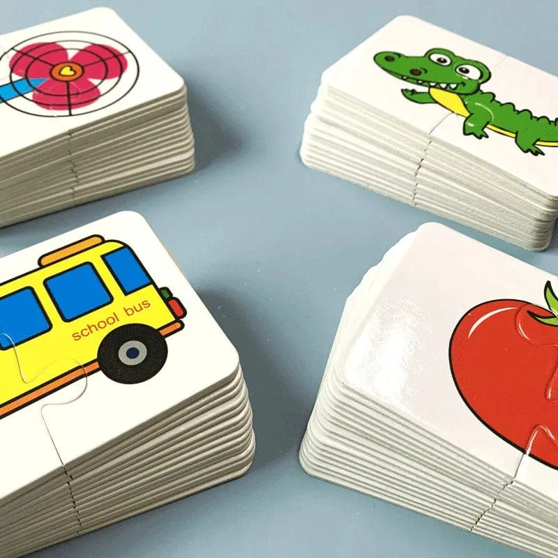 32-teiliges Kleinkind-Karten-Matching-Spiel Baby-Erkenntnis-Puzzle-Spielzeug Montessori-Lernspielzeug Cartoon-Fahrzeug-Obst-Puzzle-Spiel