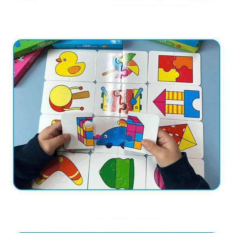 32-teiliges Kleinkind-Karten-Matching-Spiel Baby-Erkenntnis-Puzzle-Spielzeug Montessori-Lernspielzeug Cartoon-Fahrzeug-Obst-Puzzle-Spiel