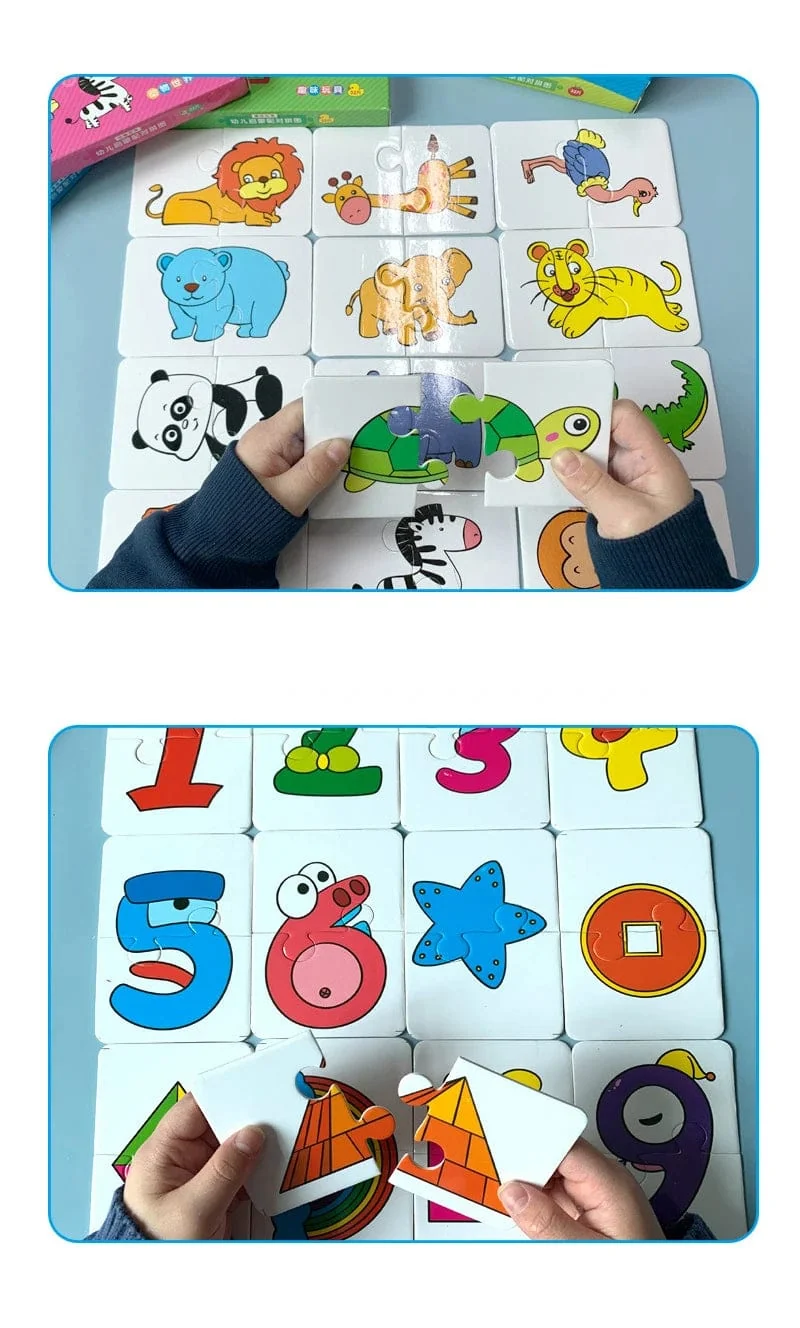 32-teiliges Kleinkind-Karten-Matching-Spiel Baby-Erkenntnis-Puzzle-Spielzeug Montessori-Lernspielzeug Cartoon-Fahrzeug-Obst-Puzzle-Spiel