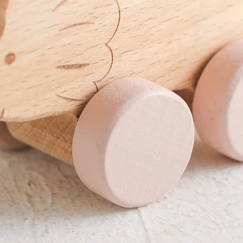 Holz Baby Auto Spielzeug Buche Holz Dinosaurier Cartoon Auto Beißring Pädagogisches Montessori Spielzeug Für Kinder Zahnen Baby Spielzeug