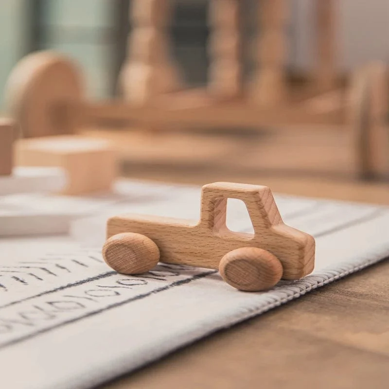Holz Baby Auto Spielzeug Buche Holz Dinosaurier Cartoon Auto Beißring Pädagogisches Montessori Spielzeug Für Kinder Zahnen Baby Spielzeug