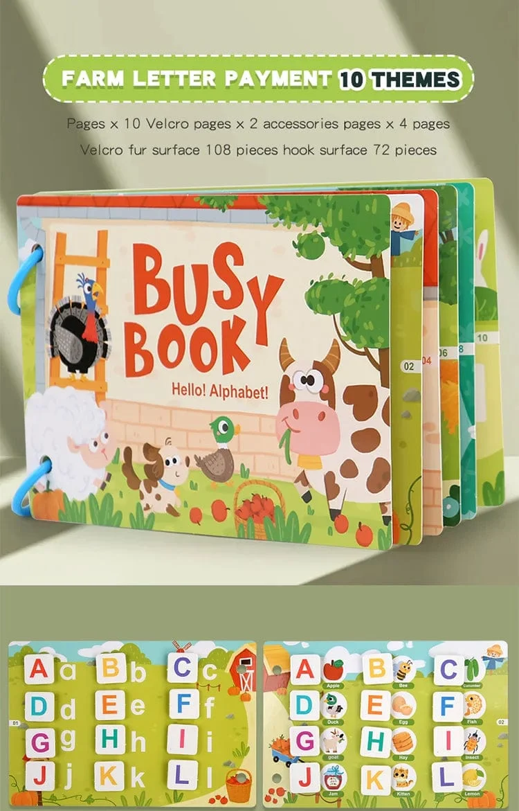 Montessori Baby Busy Book Mein erstes ruhiges Buch Paste Frühes Lernspielzeug Kinderspielzeug Matching-Spiel für Babys 2 3 Jahre