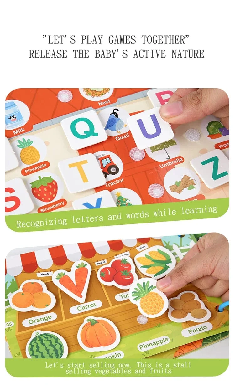 Montessori Baby Busy Book Mein erstes ruhiges Buch Paste Frühes Lernspielzeug Kinderspielzeug Matching-Spiel für Babys 2 3 Jahre