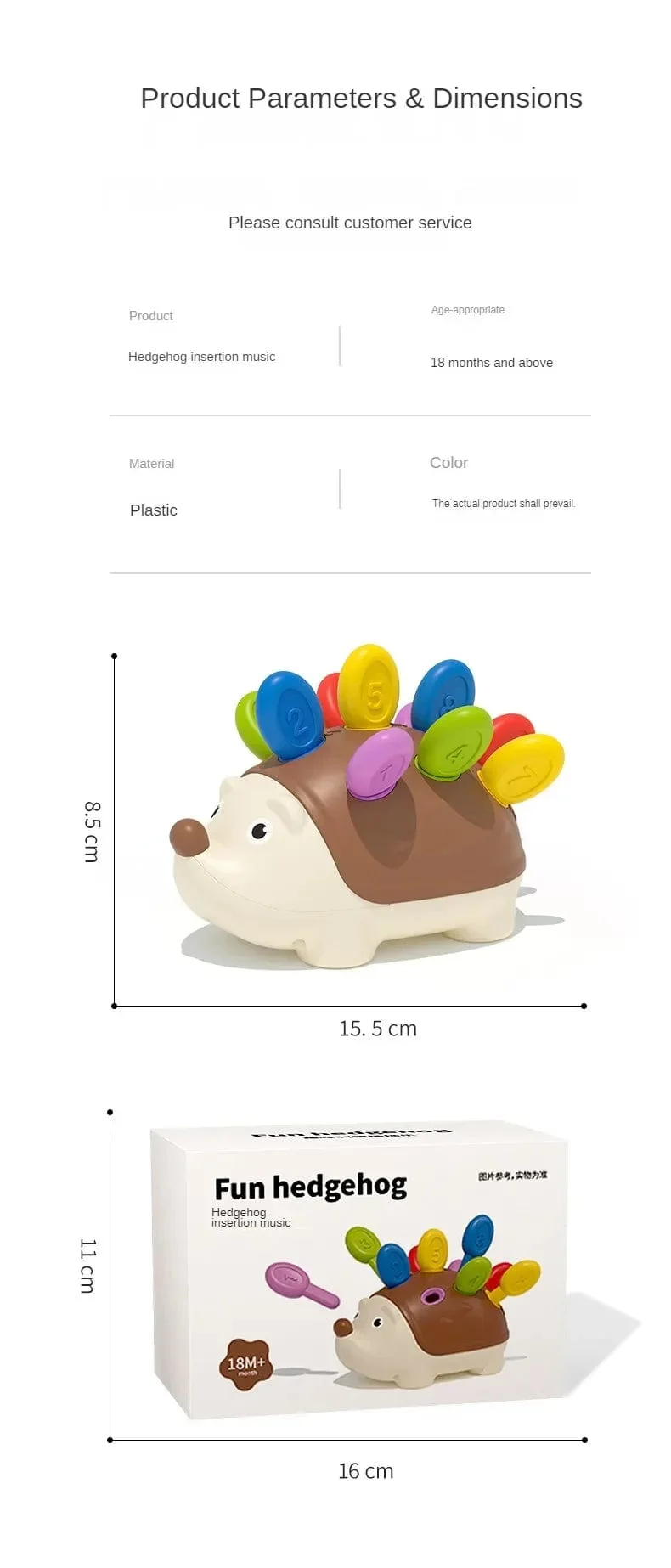 Montessori-Lernspielzeug, Feinmotorik-Spielzeug für Kleinkinder von 1–3 Jahren, Igel-Lernen, Zählen und Sortieren, Entwicklung sensorischer Geschenke