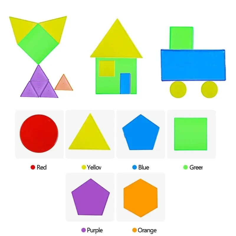 Montessori durchscheinendes geometrisches Puzzle, Kinderspielzeug, Regenbogenblöcke, DIY-Denkspiel, sensorische Bildung, Lernspielzeug für den Leuchttisch