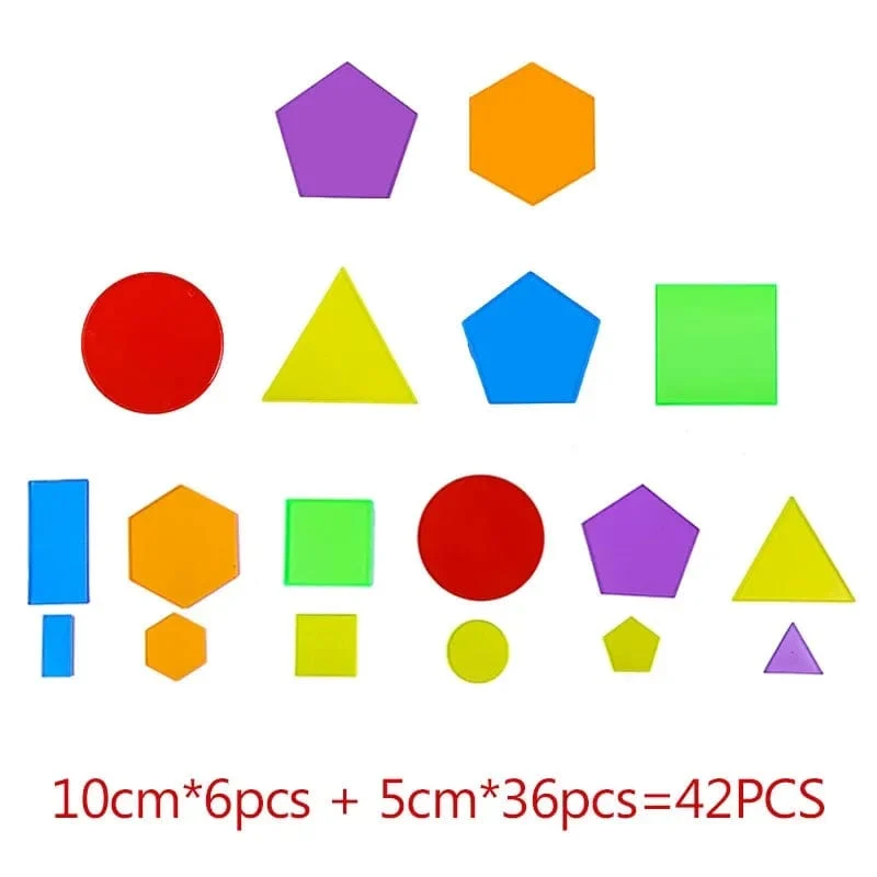 Montessori durchscheinendes geometrisches Puzzle, Kinderspielzeug, Regenbogenblöcke, DIY-Denkspiel, sensorische Bildung, Lernspielzeug für den Leuchttisch
