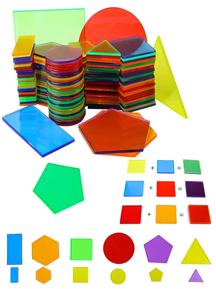 Montessori durchscheinendes geometrisches Puzzle, Kinderspielzeug, Regenbogenblöcke, DIY-Denkspiel, sensorische Bildung, Lernspielzeug für den Leuchttisch