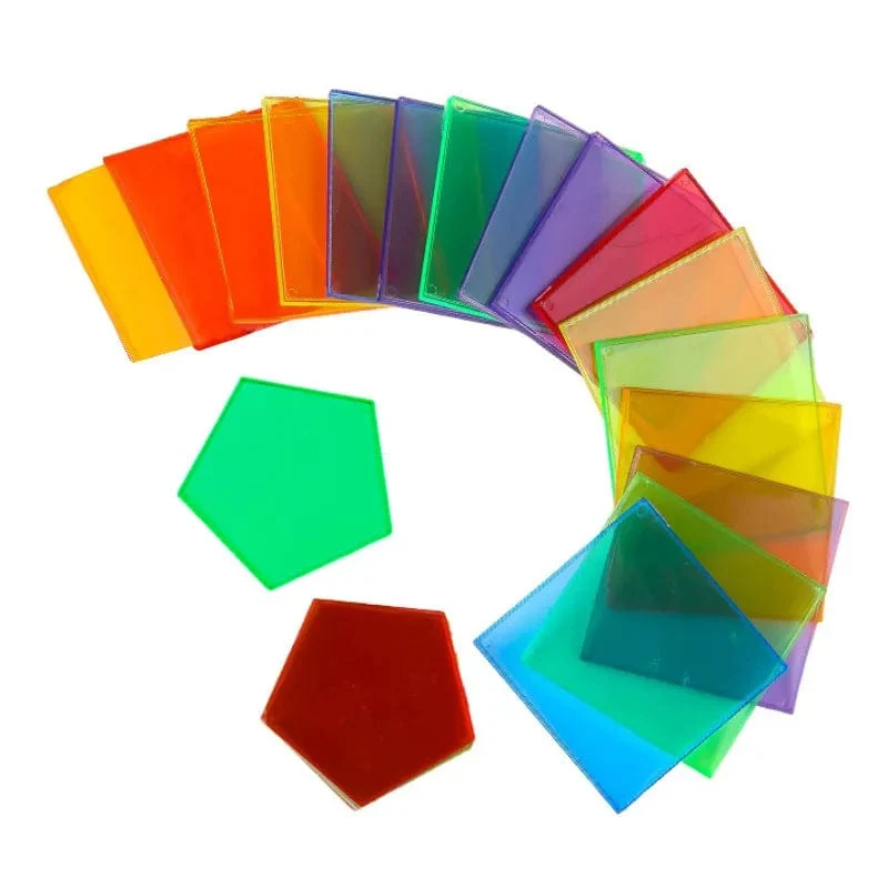 Montessori durchscheinendes geometrisches Puzzle, Kinderspielzeug, Regenbogenblöcke, DIY-Denkspiel, sensorische Bildung, Lernspielzeug für den Leuchttisch