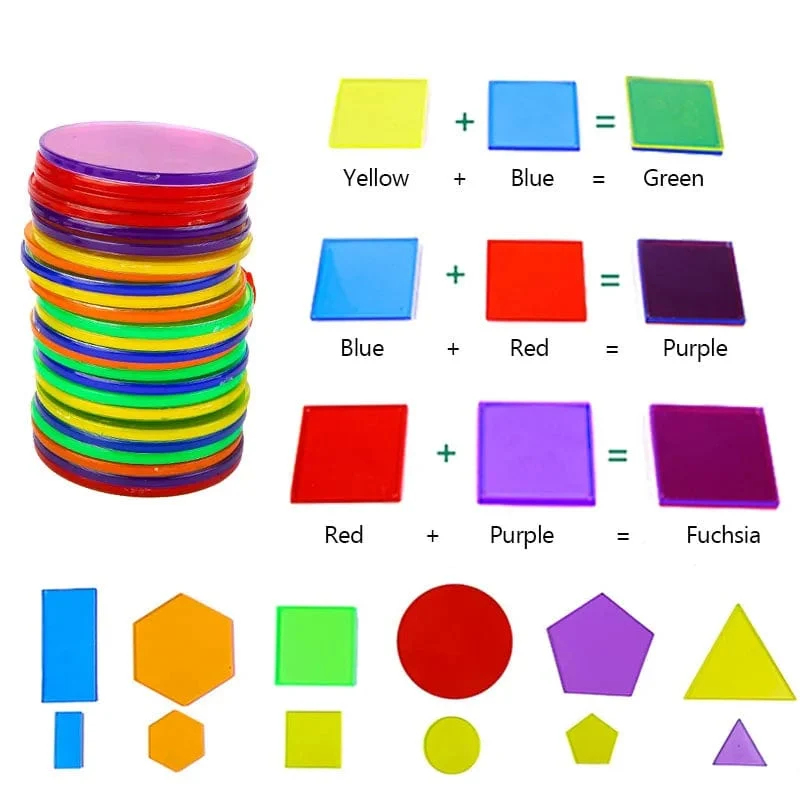 Montessori durchscheinendes geometrisches Puzzle, Kinderspielzeug, Regenbogenblöcke, DIY-Denkspiel, sensorische Bildung, Lernspielzeug für den Leuchttisch