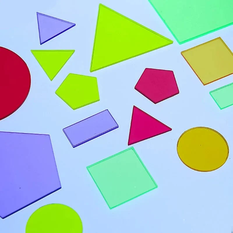 Montessori durchscheinendes geometrisches Puzzle, Kinderspielzeug, Regenbogenblöcke, DIY-Denkspiel, sensorische Bildung, Lernspielzeug für den Leuchttisch