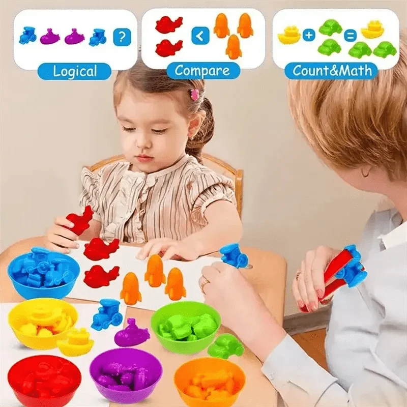 Regenbogen-Zähltier-Verkehrsauto, Frühpädagogik-Spielzeug, Tierkognition, Montessori-Mathematikunterricht, unterstützte Kindergartenspiele