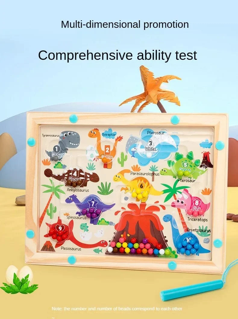 Montessori Magnetische Farbsortierspiele, Labyrinthbrett, Stift- und Perlenspiele mit beweglichen Holzsteuerungen, sensorisches Spielen, Lernspielzeug für Kinder