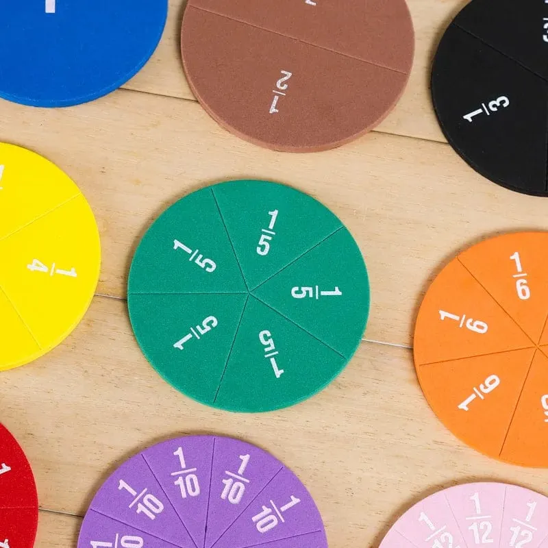 51-teiliges Mathematik-Lehrmittel für Brüche, EVA, rundes Instrument, Montessori-Spielzeug für Kinder, frühe pädagogische Mathematikentwicklung, STEM-Spielzeug, Geschenke