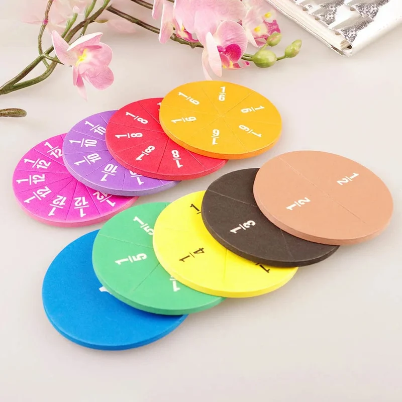 51-teiliges Mathematik-Lehrmittel für Brüche, EVA, rundes Instrument, Montessori-Spielzeug für Kinder, frühe pädagogische Mathematikentwicklung, STEM-Spielzeug, Geschenke