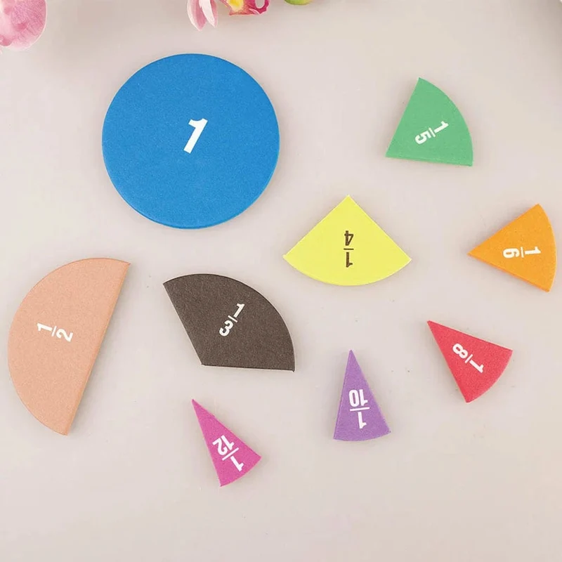 51-teiliges Mathematik-Lehrmittel für Brüche, EVA, rundes Instrument, Montessori-Spielzeug für Kinder, frühe pädagogische Mathematikentwicklung, STEM-Spielzeug, Geschenke