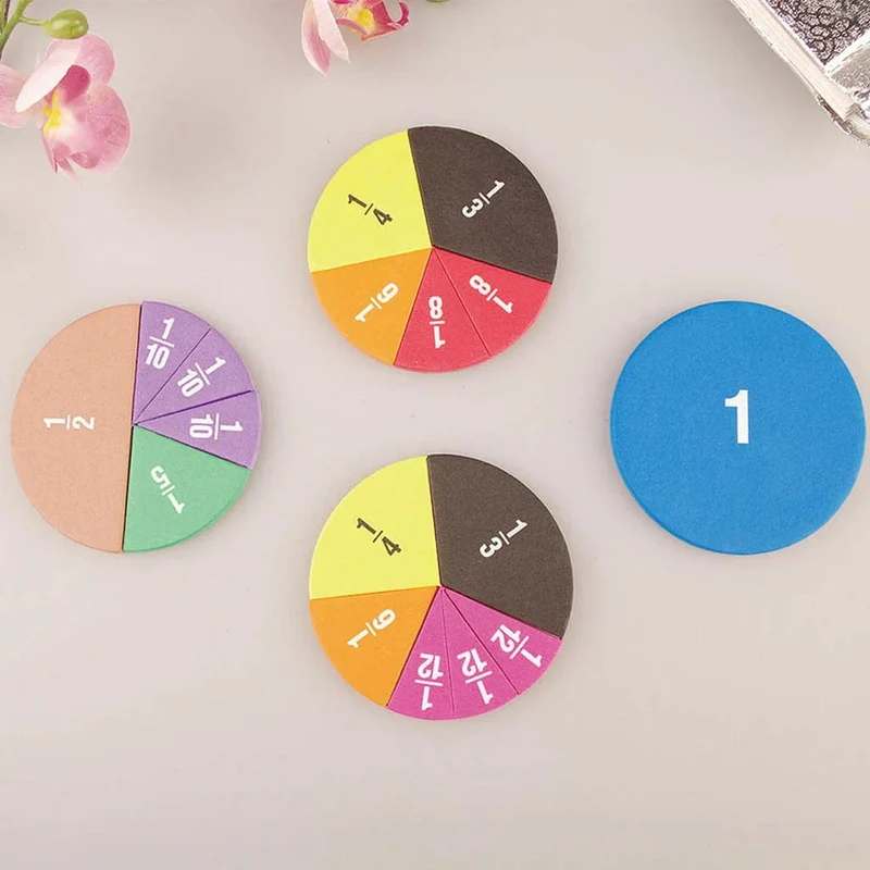 51-teiliges Mathematik-Lehrmittel für Brüche, EVA, rundes Instrument, Montessori-Spielzeug für Kinder, frühe pädagogische Mathematikentwicklung, STEM-Spielzeug, Geschenke