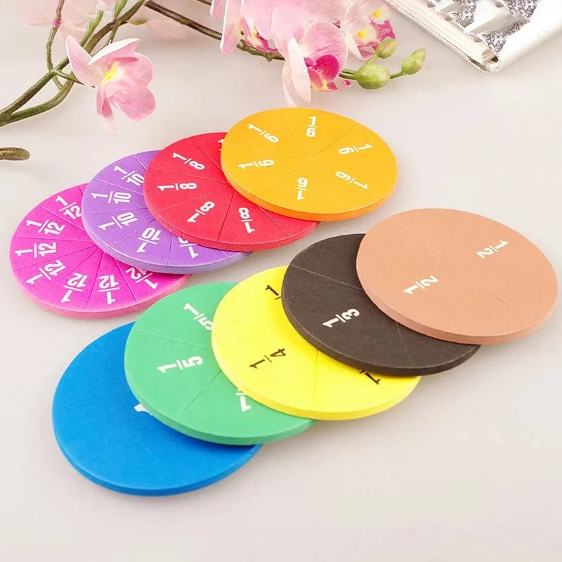 51-teiliges Mathematik-Lehrmittel für Brüche, EVA, rundes Instrument, Montessori-Spielzeug für Kinder, frühe pädagogische Mathematikentwicklung, STEM-Spielzeug, Geschenke