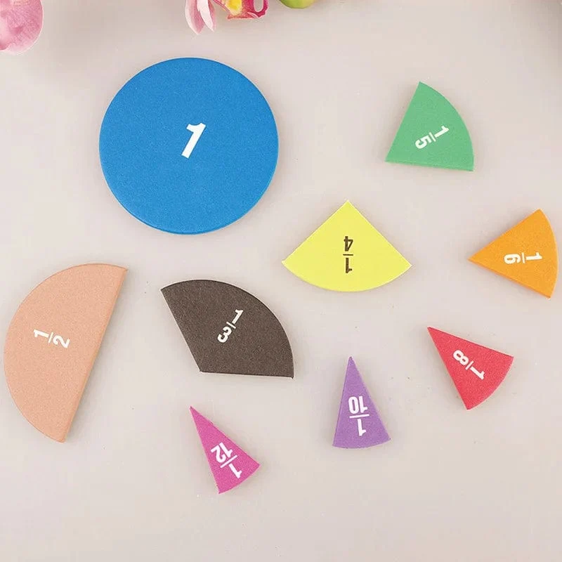 51-teiliges Mathematik-Lehrmittel für Brüche, EVA, rundes Instrument, Montessori-Spielzeug für Kinder, frühe pädagogische Mathematikentwicklung, STEM-Spielzeug, Geschenke