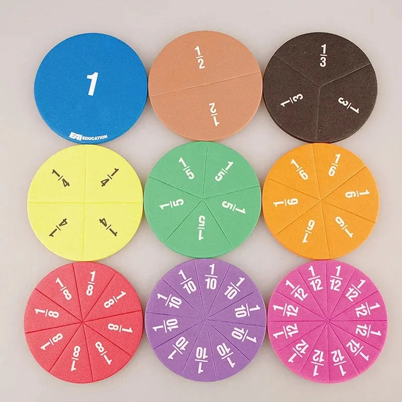 51-teiliges Mathematik-Lehrmittel für Brüche, EVA, rundes Instrument, Montessori-Spielzeug für Kinder, frühe pädagogische Mathematikentwicklung, STEM-Spielzeug, Geschenke