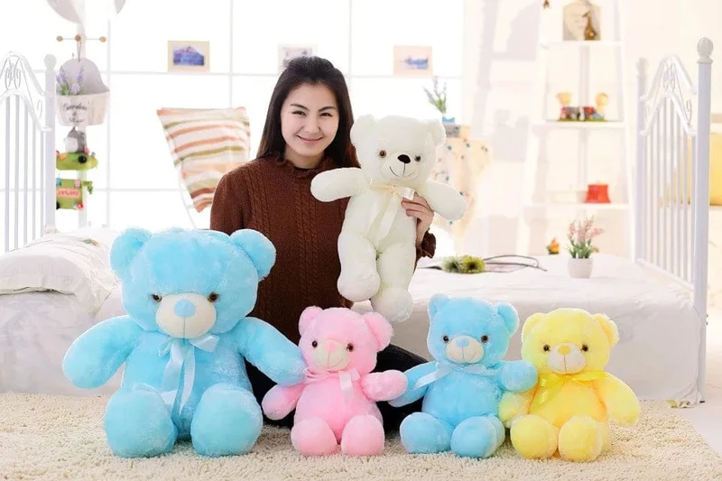 32-75CM Leuchtender kreativer LED-Teddybär Stofftier Plüschtier Bunter leuchtender Teddybär Weihnachtsgeschenk für Kinder