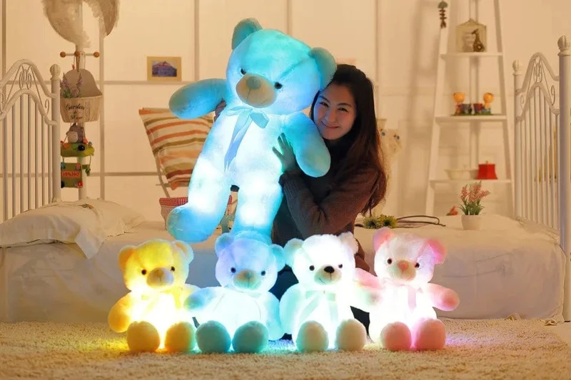 32-75CM Leuchtender kreativer LED-Teddybär Stofftier Plüschtier Bunter leuchtender Teddybär Weihnachtsgeschenk für Kinder